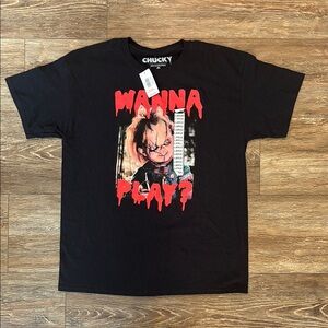 Chucky Wanna Play? Black T-Shirt from Spencer's Ripple Junction NWT Men's Large